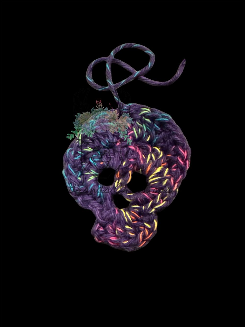 Single Crocheted Skull- Purple Confetti 