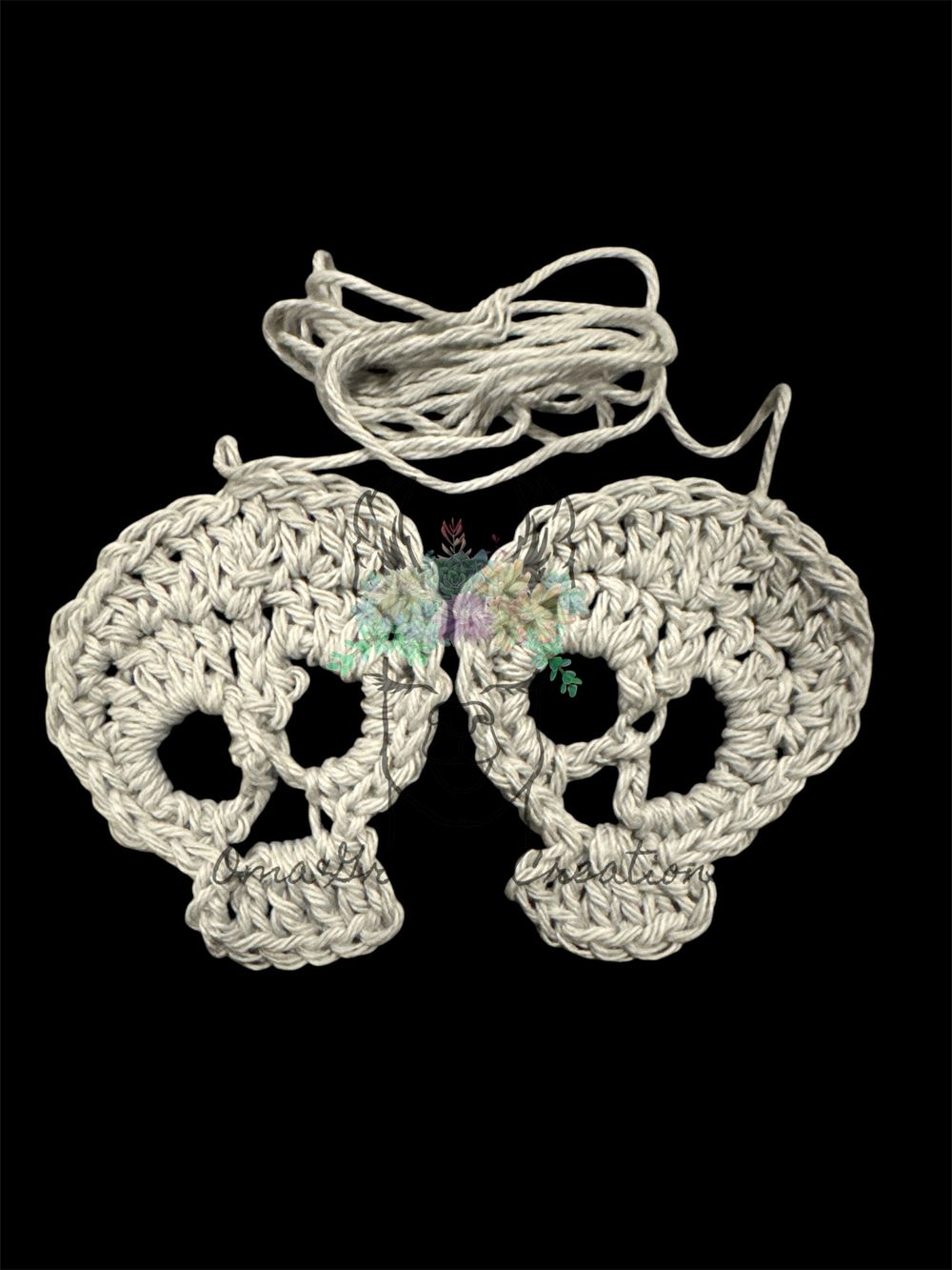 A Pair of Crocheted Skulls- Slate Grey