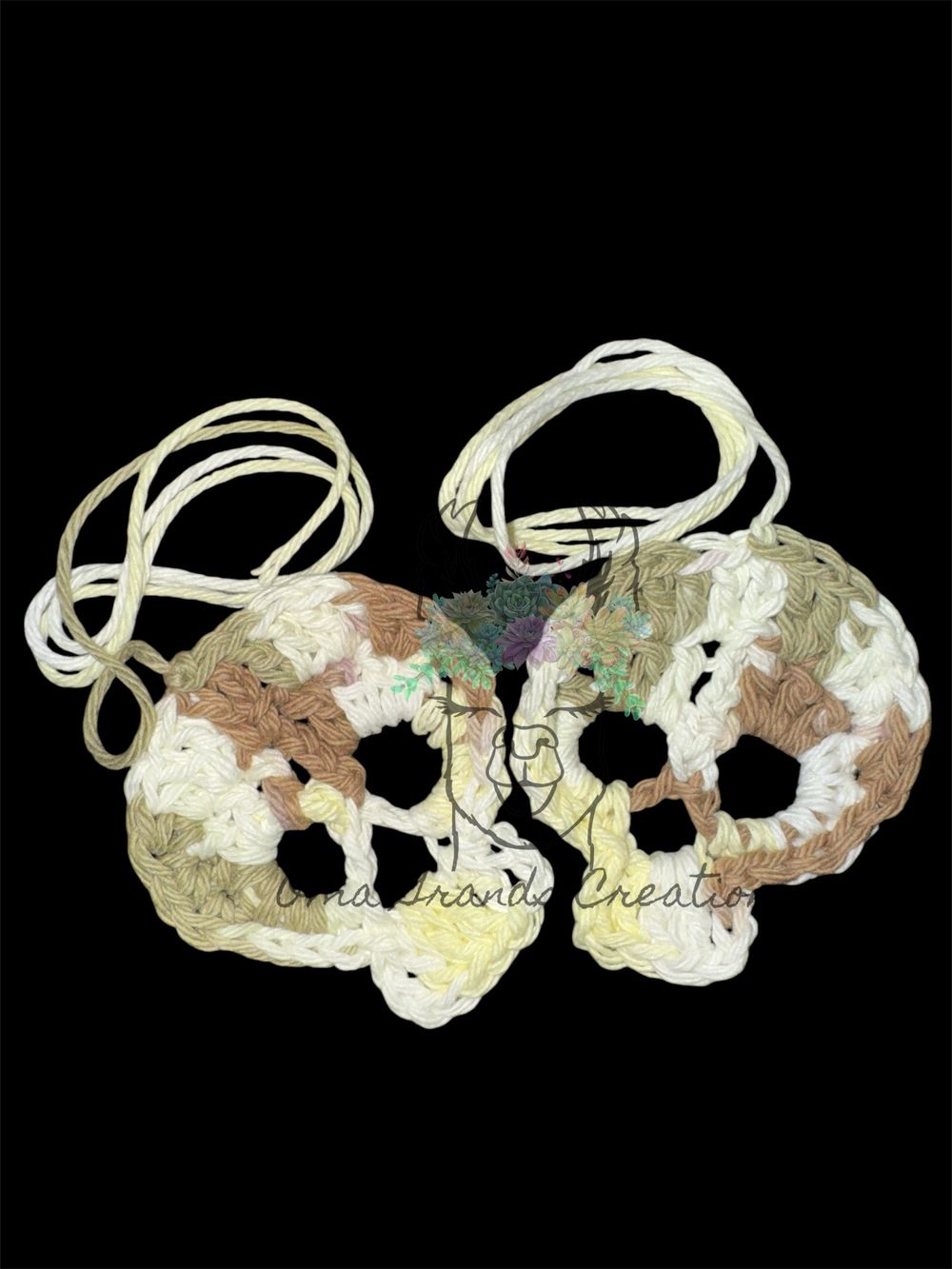 A Pair of Crocheted Skulls- Wooded Moss