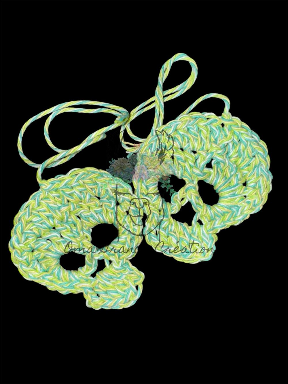 A Pair of Crocheted Skulls - Lemon Lime Twist