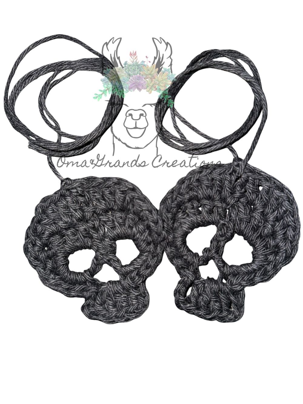 A Pair of Crocheted Skulls-Black