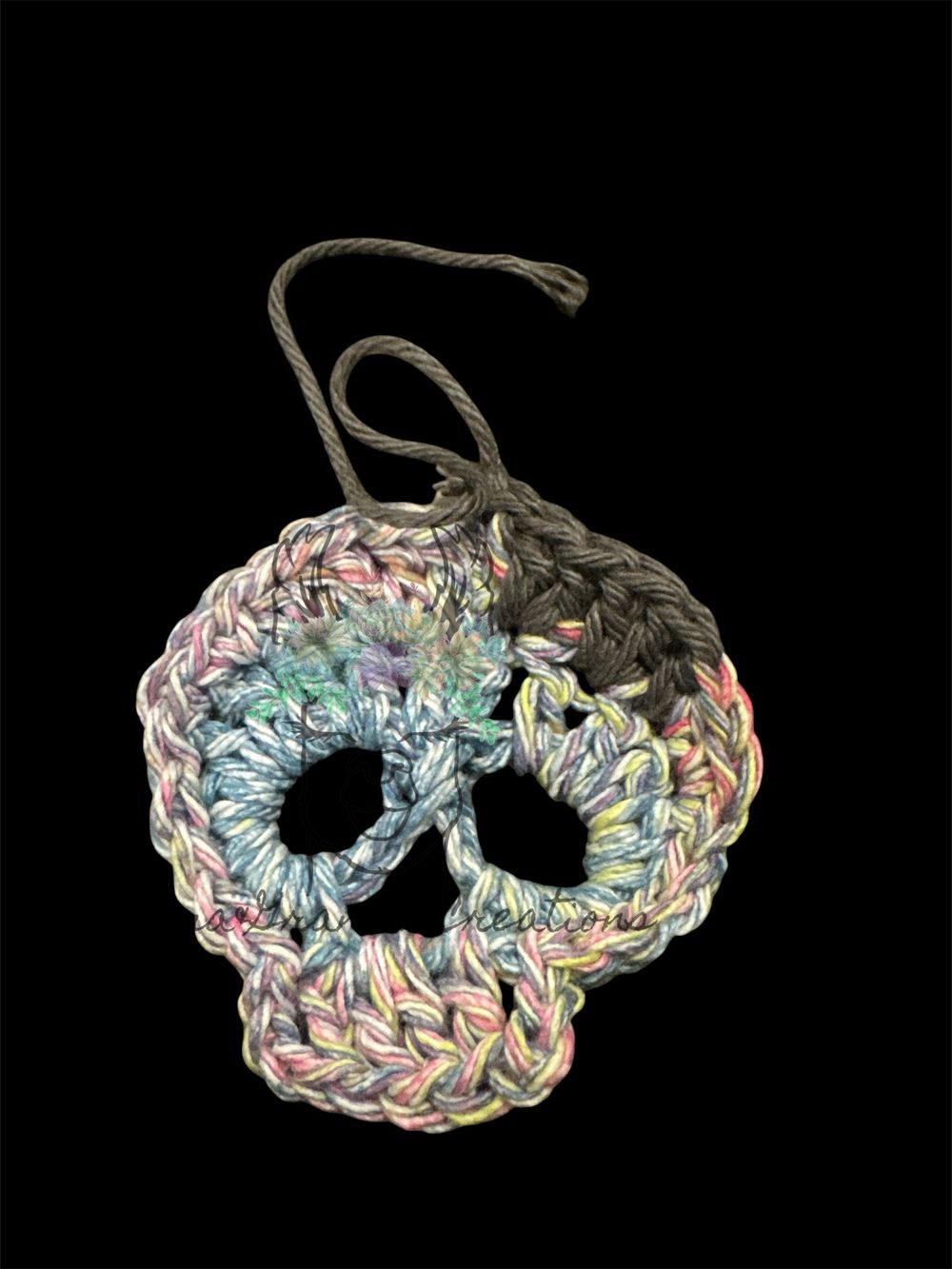 Single Crocheted Skull- Haute Pink & Charcoal Gray
