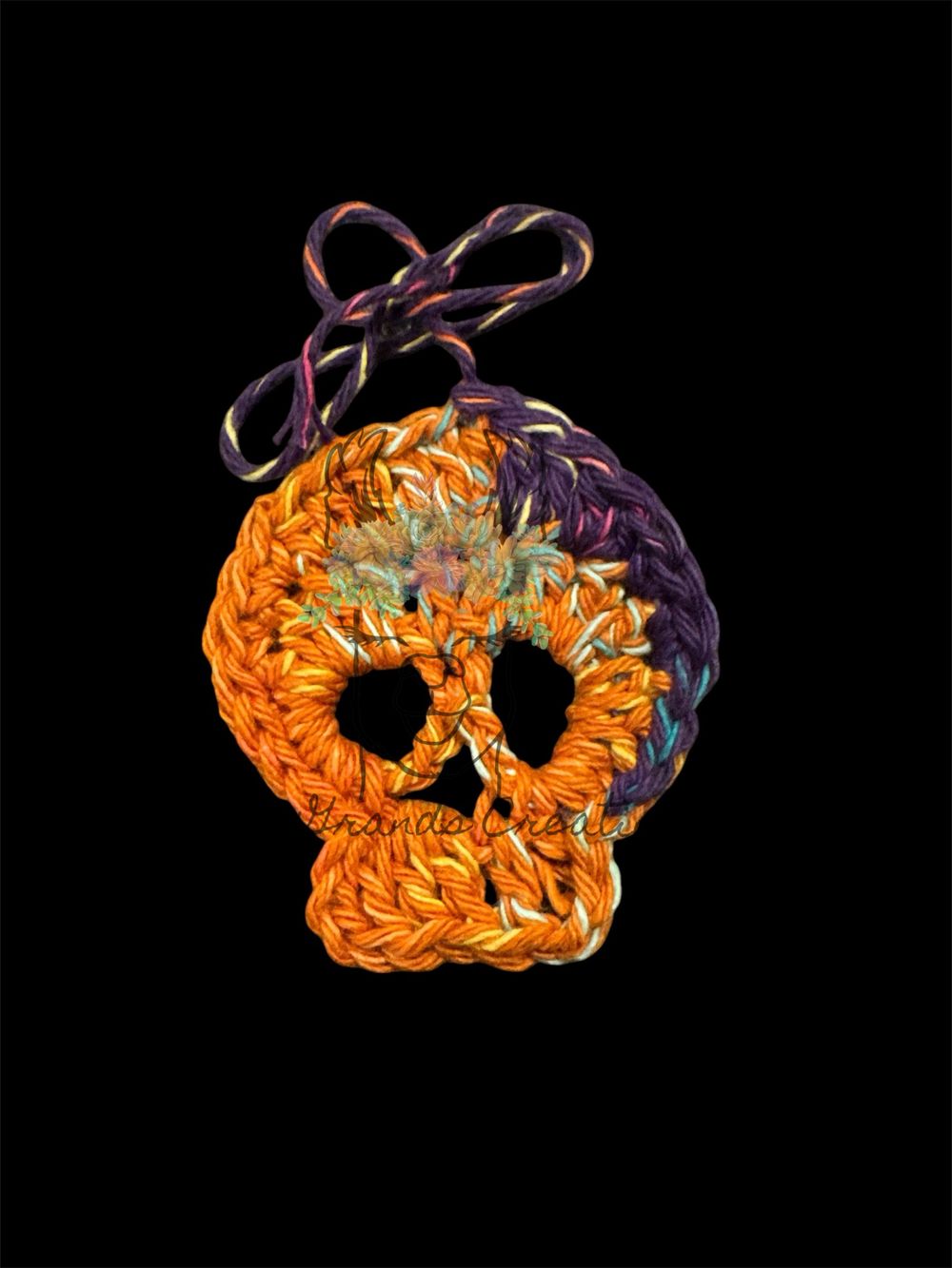 Single Crocheted Skull- AuburnClay&Purple Confetti